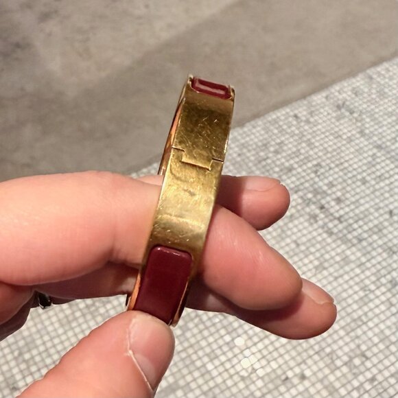 Hermès Burgundy Enamel GHW Clic H Bracelet - Picture 10 of 14